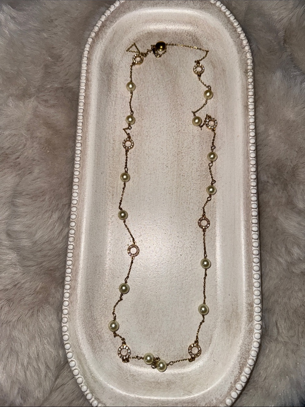 J. Crew - Gold Pearl Station Necklace - 32”